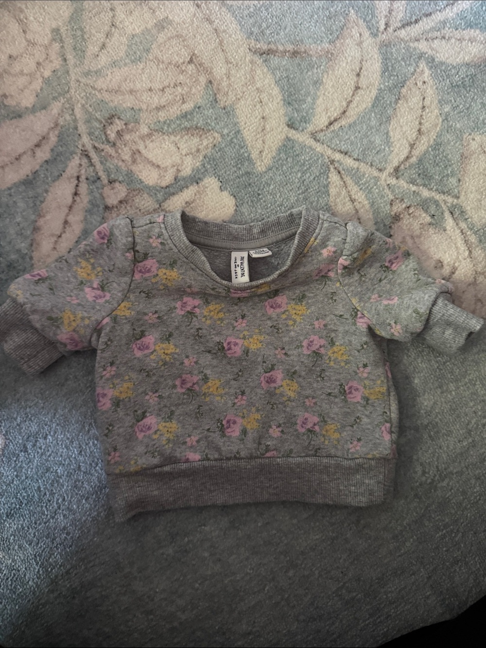 Floral Crewneck Sweatshirt - Grey with Pink & Yellow Flowers Juno Valentine